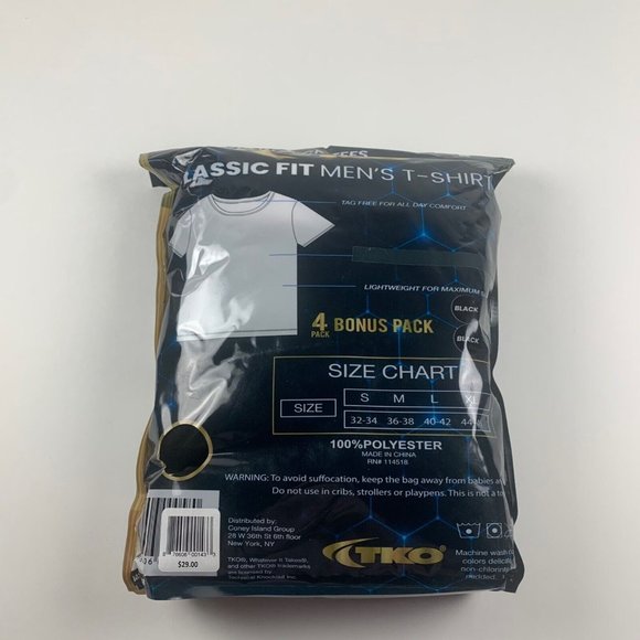 TKO Men's‎ Classic Fit T-Shirt 4-Pack Crew Neck Tees BLK/GRY/WHT Size L NWT 8289 - Picture 4 of 6